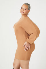 Plus Size Peasant-Sleeve Sweater Dress