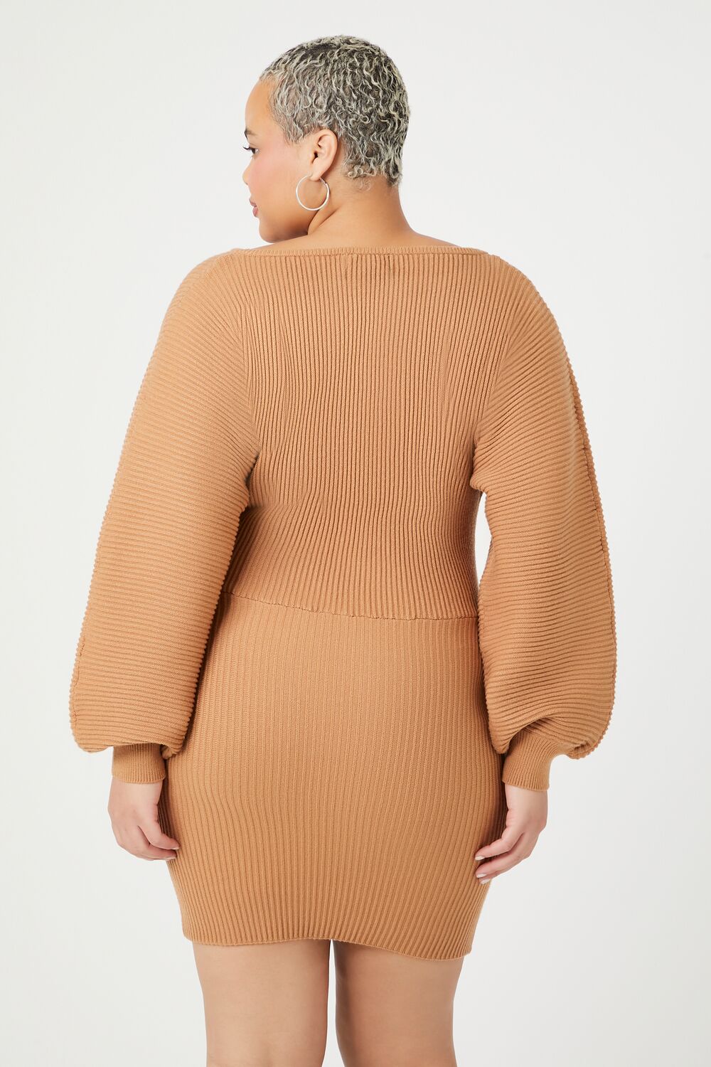 Plus Size Peasant-Sleeve Sweater Dress