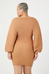Plus Size Peasant-Sleeve Sweater Dress