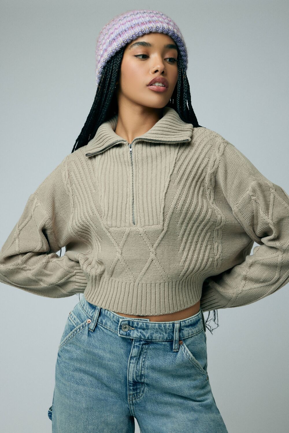 Half-Zip Ribbed Sweater