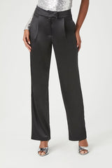 Satin High-Rise Straight Pants