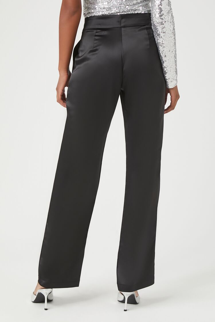 Satin High-Rise Straight Pants