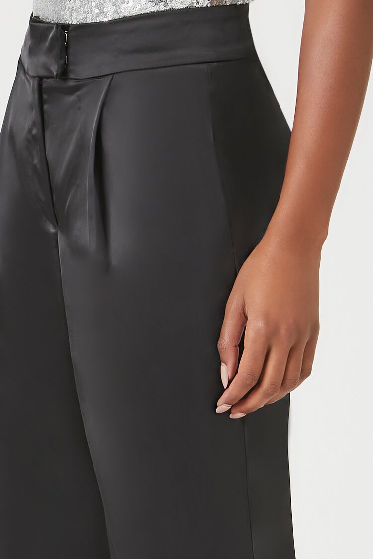 Satin High-Rise Straight Pants