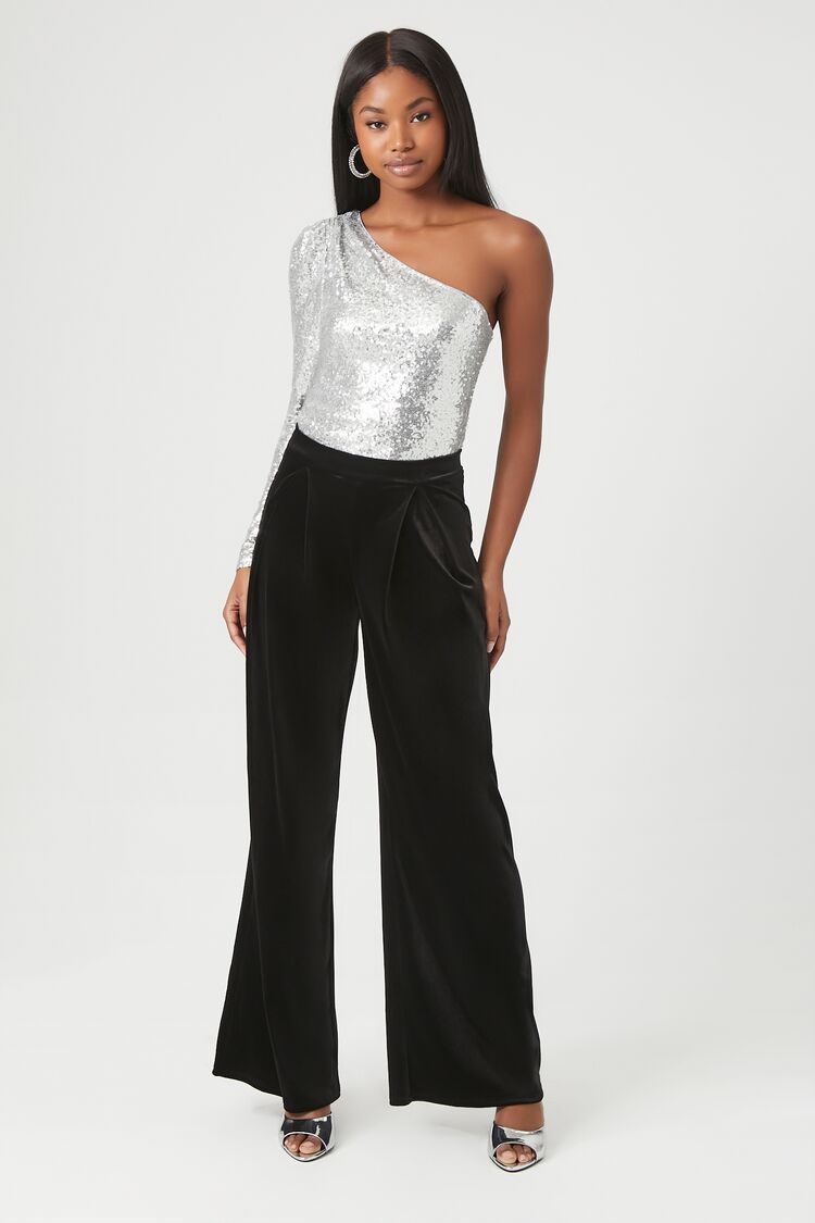 Velvet Wide-Leg Pants