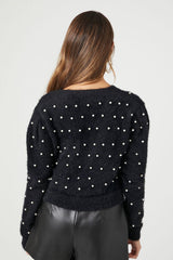 Faux Pearl Cardigan Sweater
