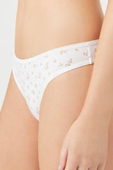 Floral Print Low-Rise Thong Panties