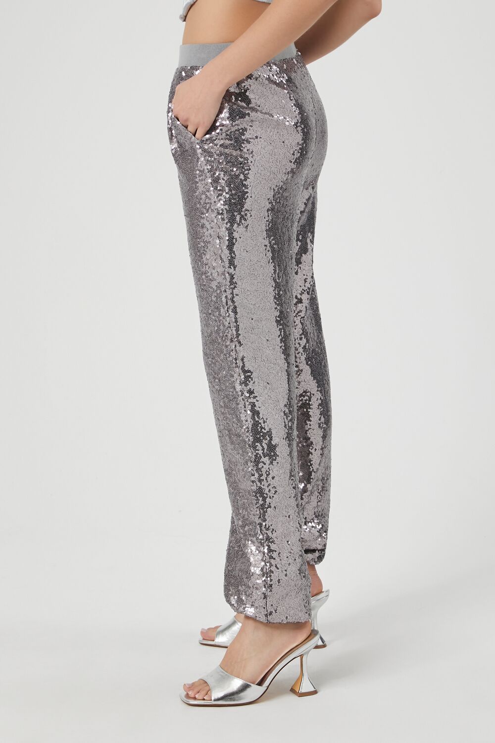 Sequin Mid-Rise Ankle Joggers