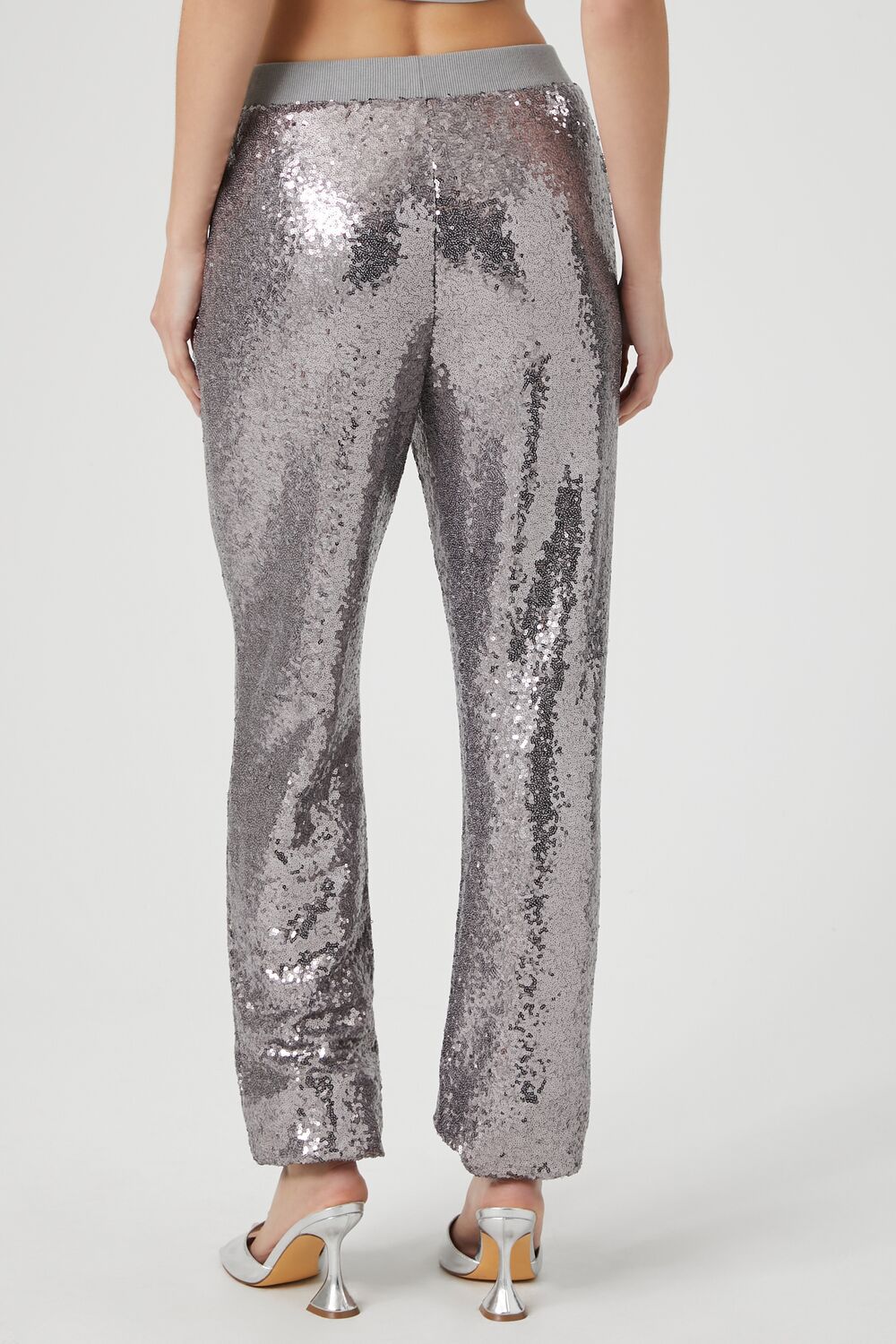 Sequin Mid-Rise Ankle Joggers