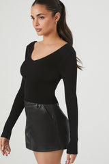 Cropped Rib-Knit Sweater