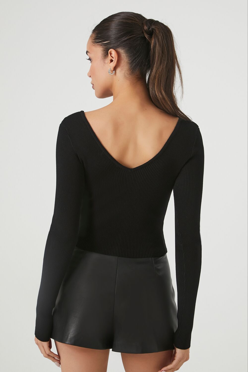 Cropped Rib-Knit Sweater