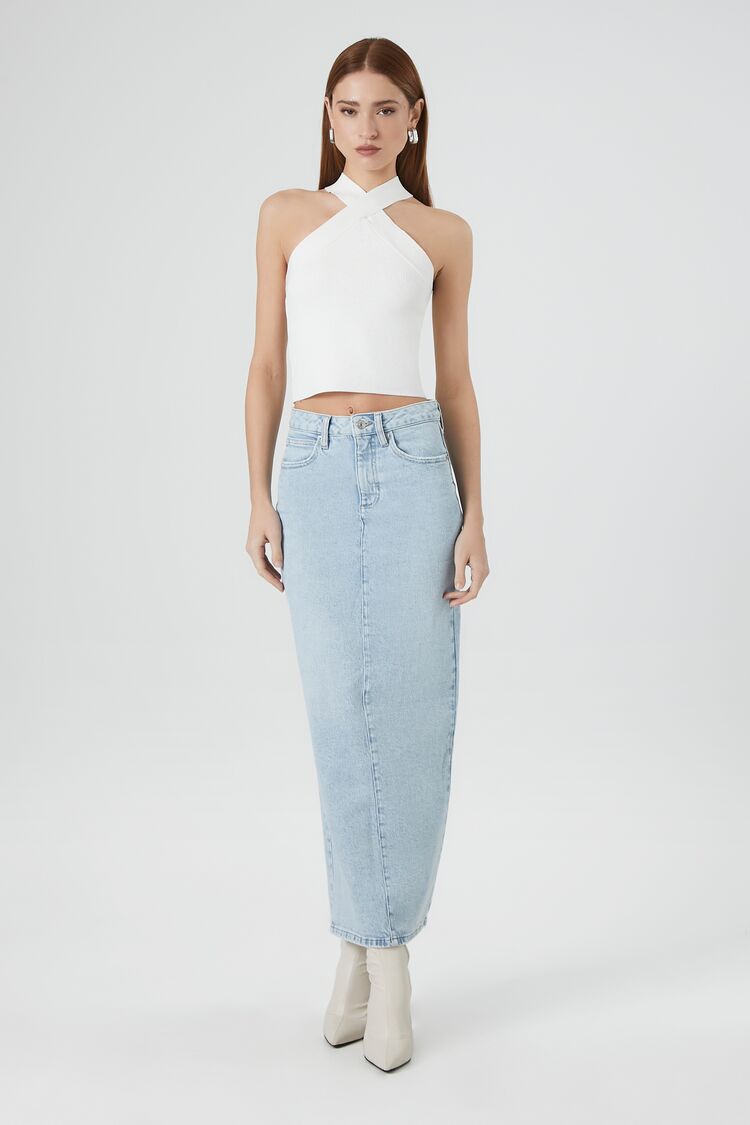 Sweater-Knit Crisscross Crop Top