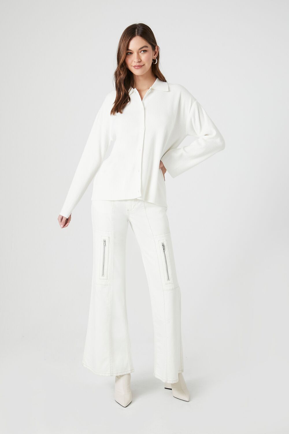 Ribbed Knit Long-Sleeve Shirt