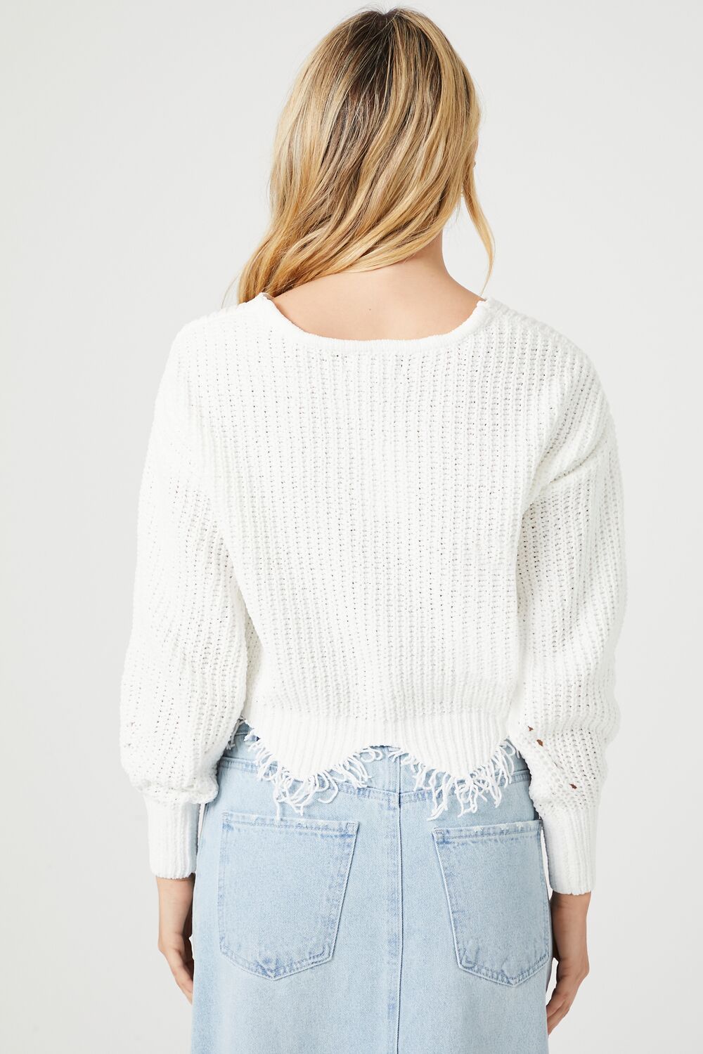 Distressed Sharkbite Cutout Sweater