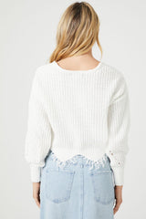 Distressed Sharkbite Cutout Sweater