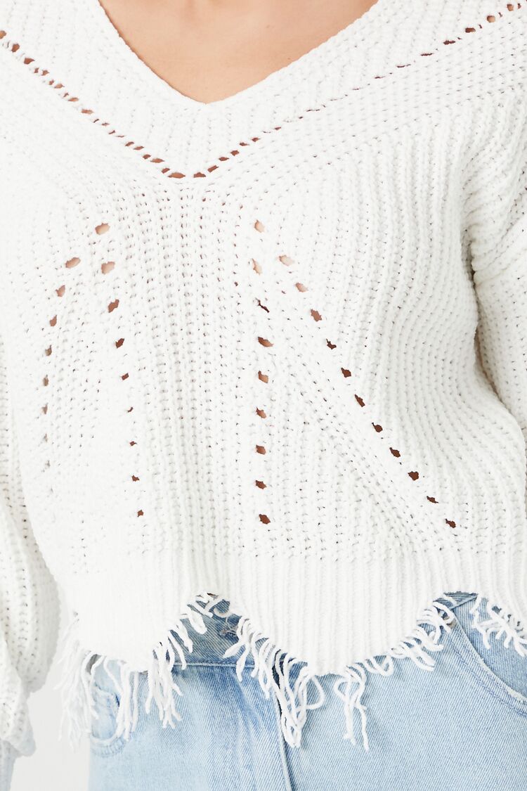 Distressed Sharkbite Cutout Sweater