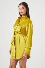 Satin Shirt Mini Dress