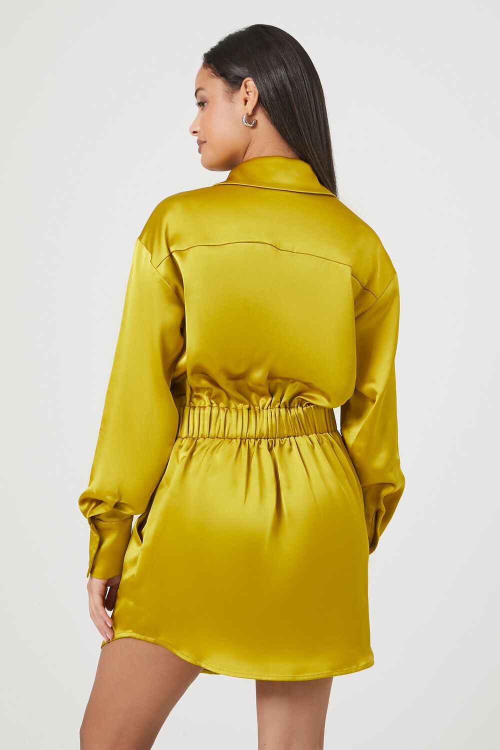 Satin Shirt Mini Dress