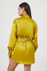 Satin Shirt Mini Dress