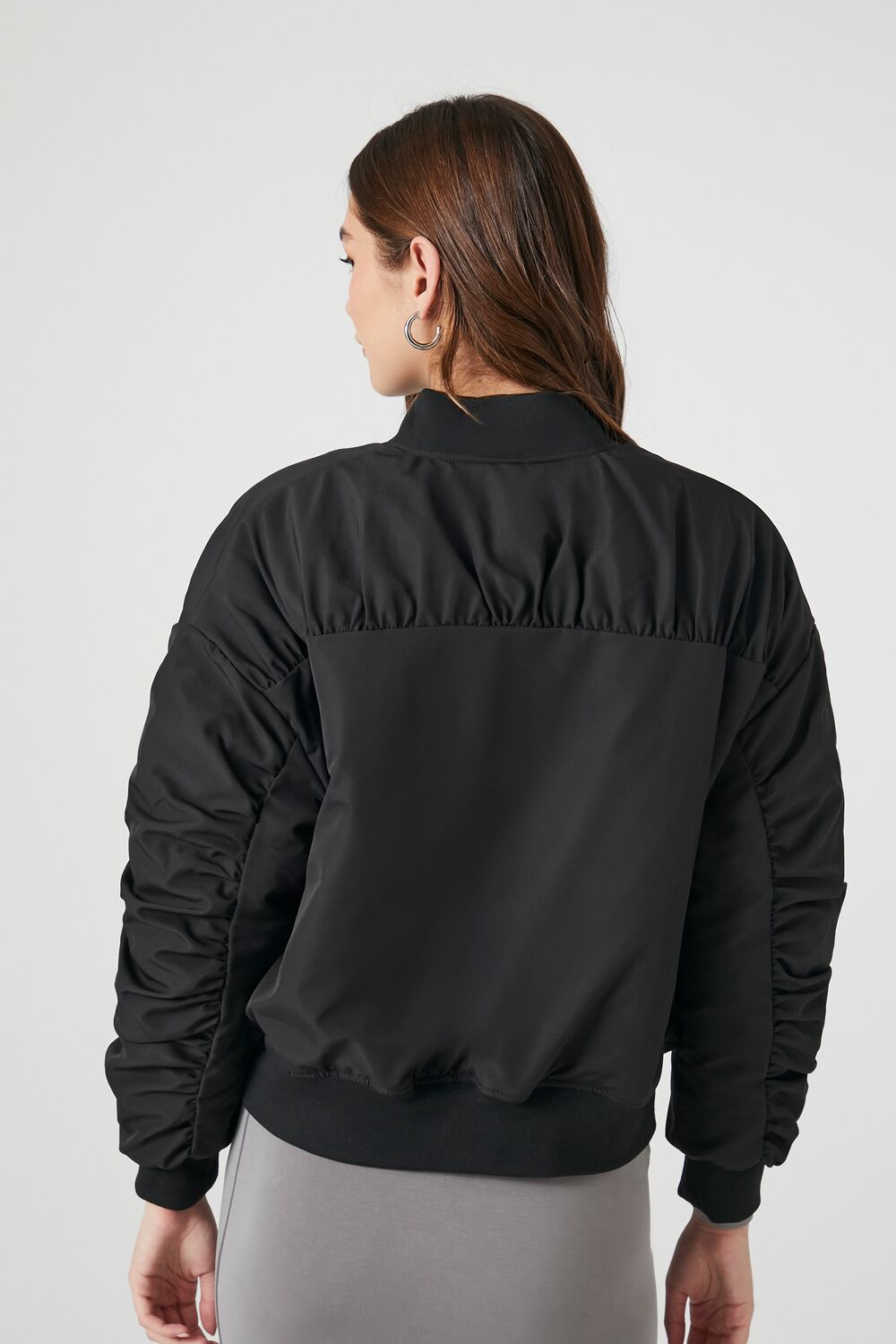 Ruched Bomber Jacket