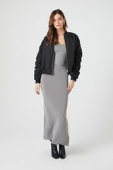 Ruched Bomber Jacket