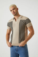 Geo Sweater-Knit Polo Shirt