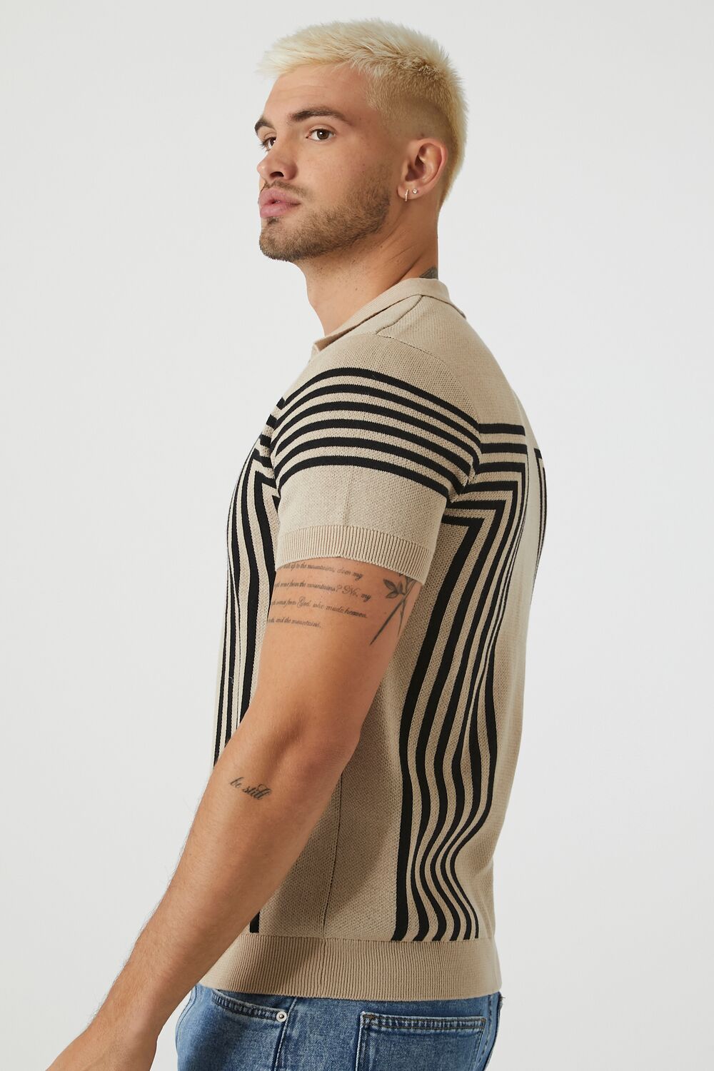 Geo Sweater-Knit Polo Shirt