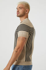 Geo Sweater-Knit Polo Shirt
