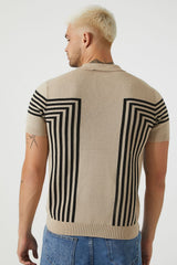 Geo Sweater-Knit Polo Shirt