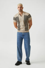 Geo Sweater-Knit Polo Shirt