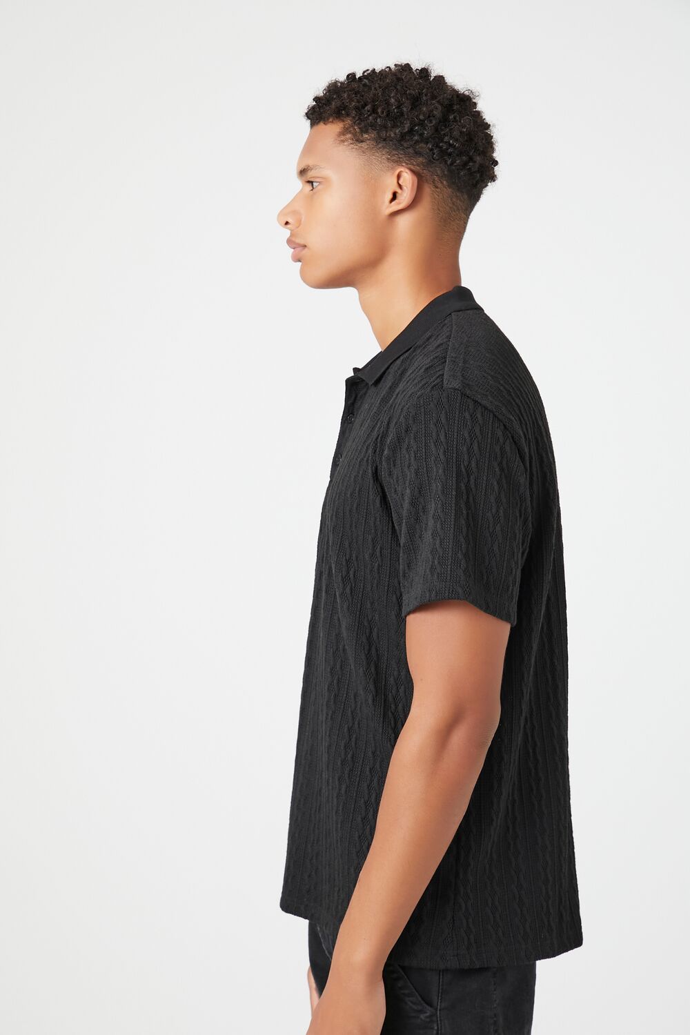 Textured Short-Sleeve Polo Shirt