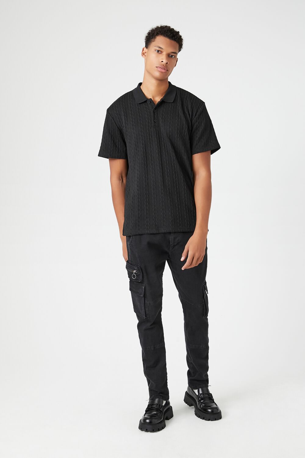 Textured Short-Sleeve Polo Shirt