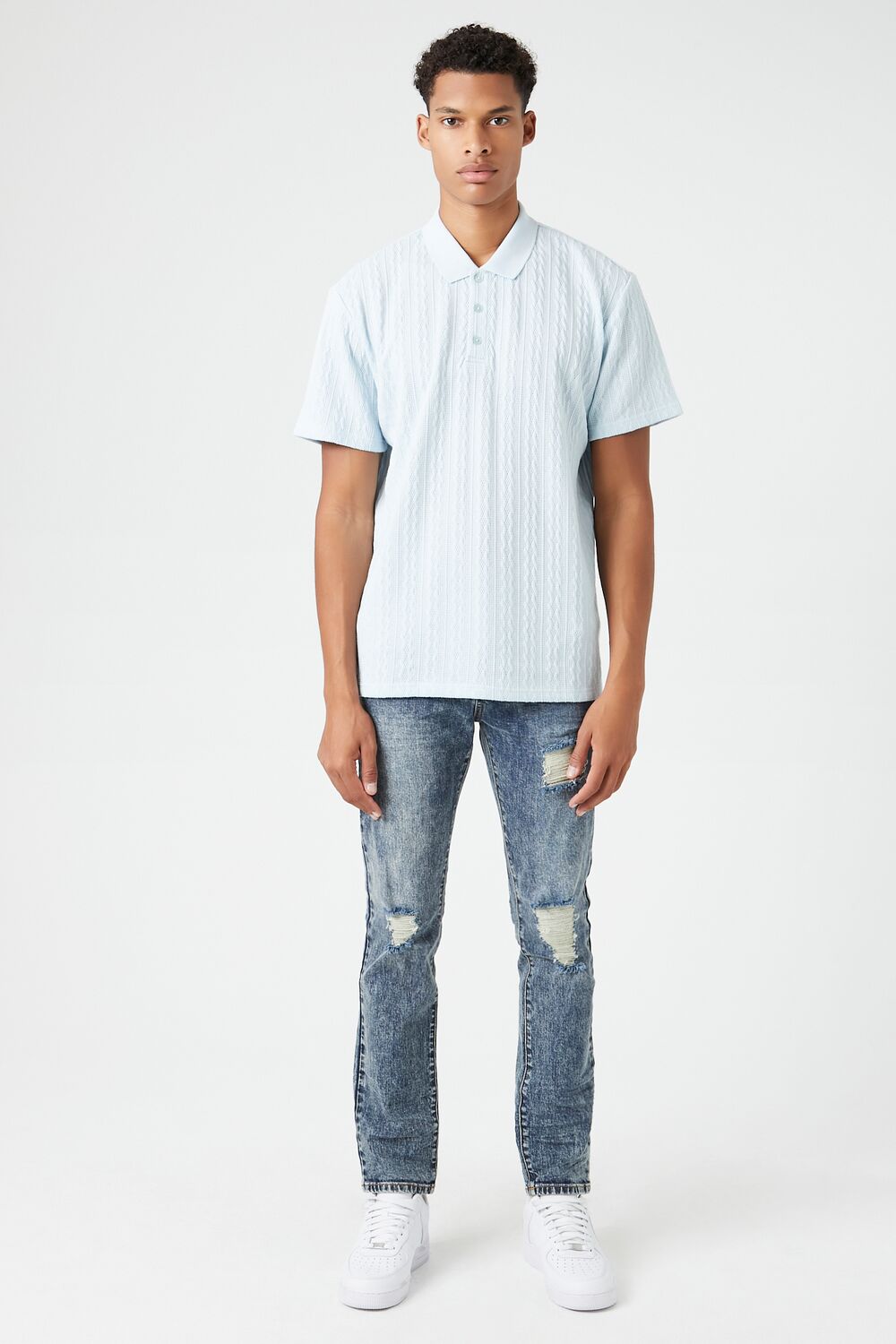 Textured Short-Sleeve Polo Shirt
