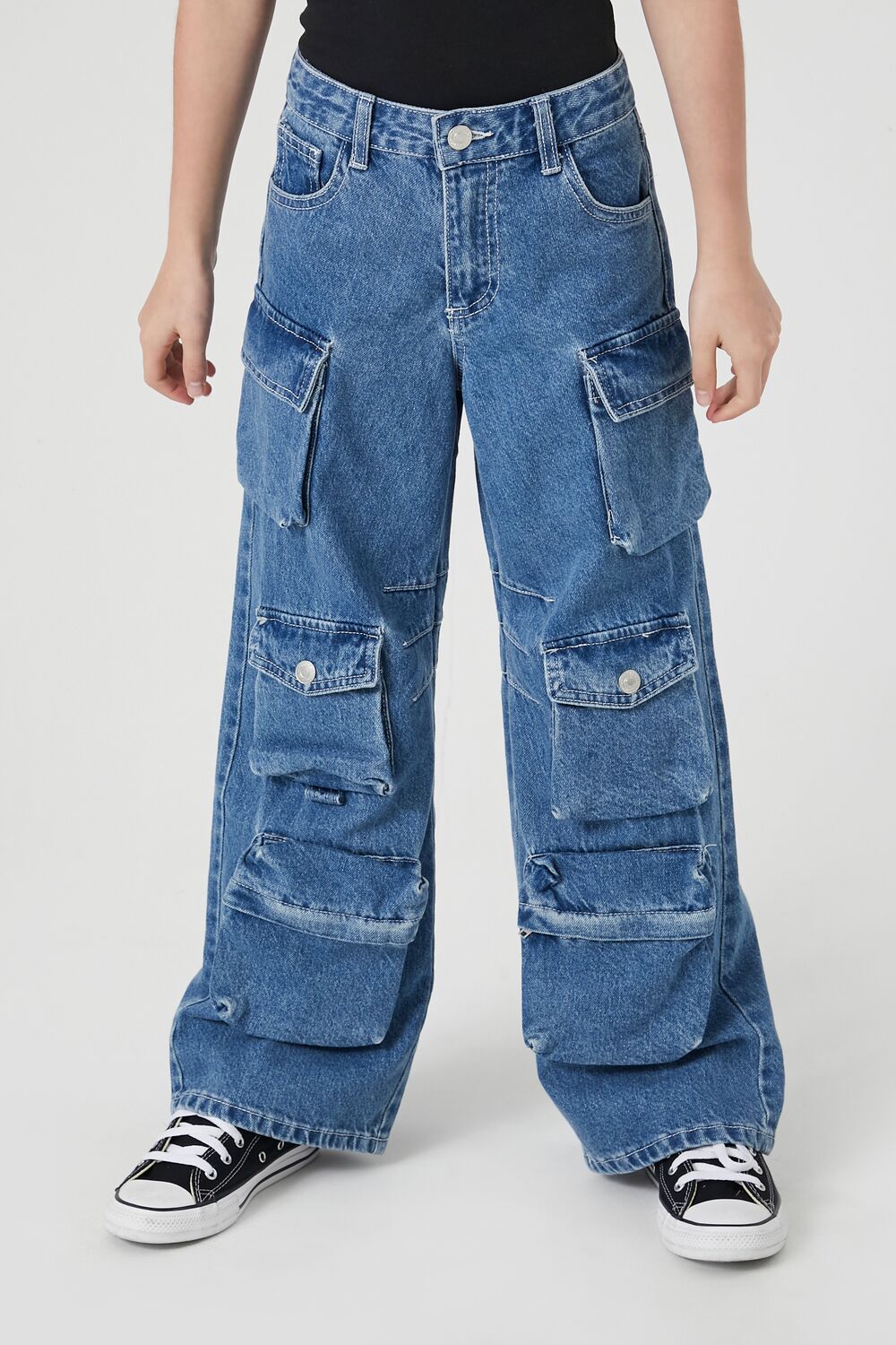 Girls Wide-Leg Cargo Jeans (Kids)