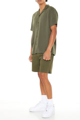 Vented-Hem Drawstring Shorts
