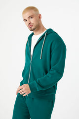 Fleece Drawstring Zip-Up Hoodie