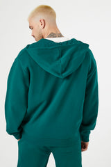 Fleece Drawstring Zip-Up Hoodie