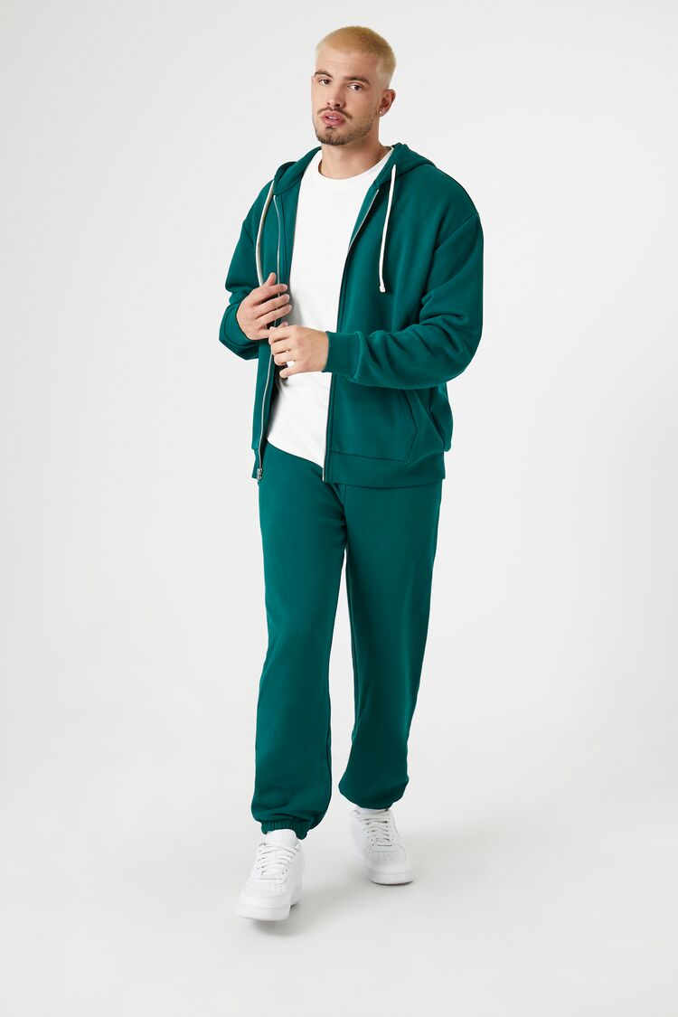 Fleece Drawstring Zip-Up Hoodie