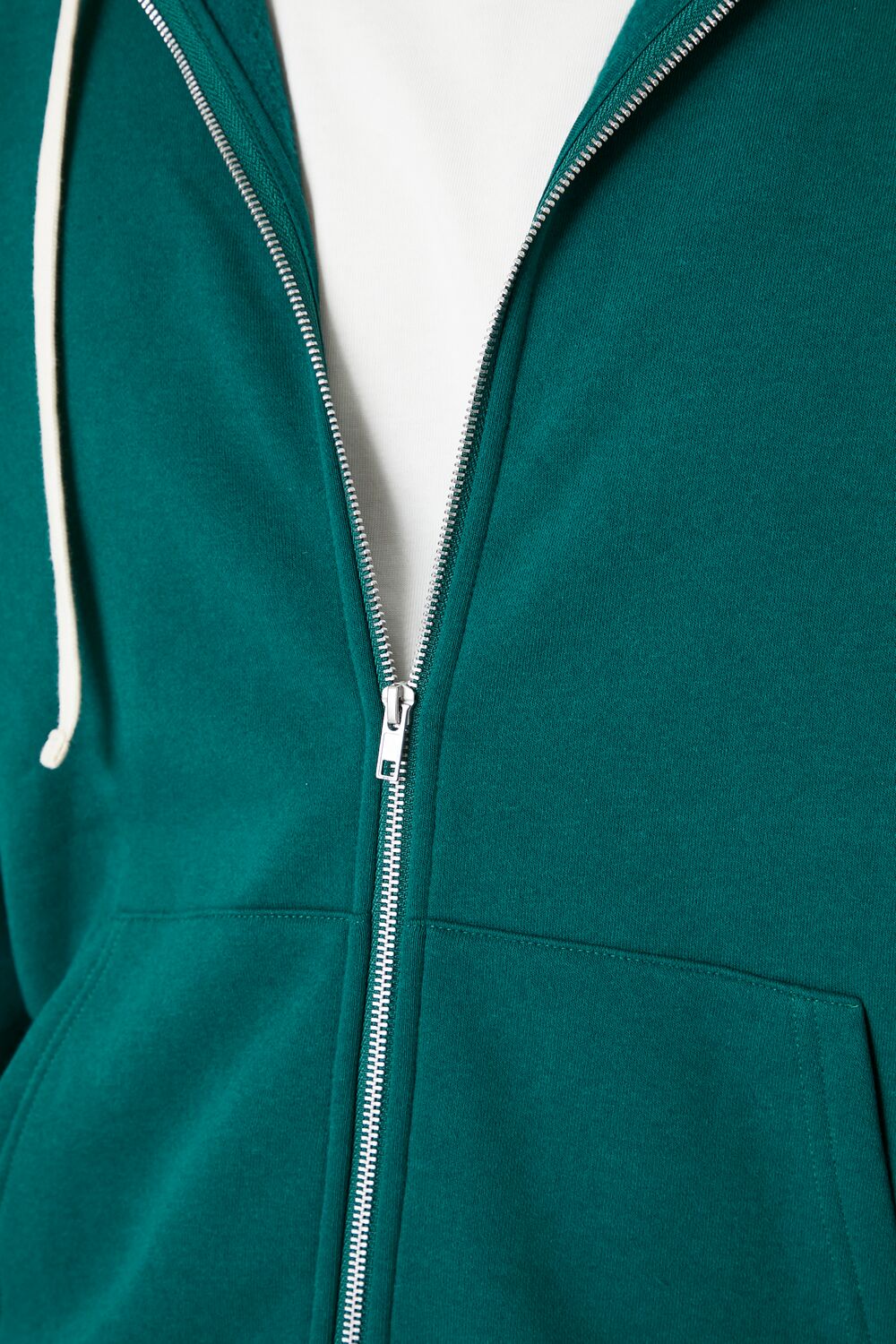 Fleece Drawstring Zip-Up Hoodie