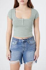 Cropped Stripe Tee