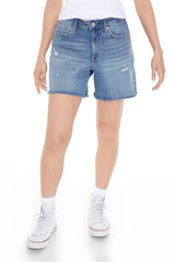 Distressed Denim Bermuda Shorts