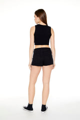 Rhinestone Fringe Denim Shorts