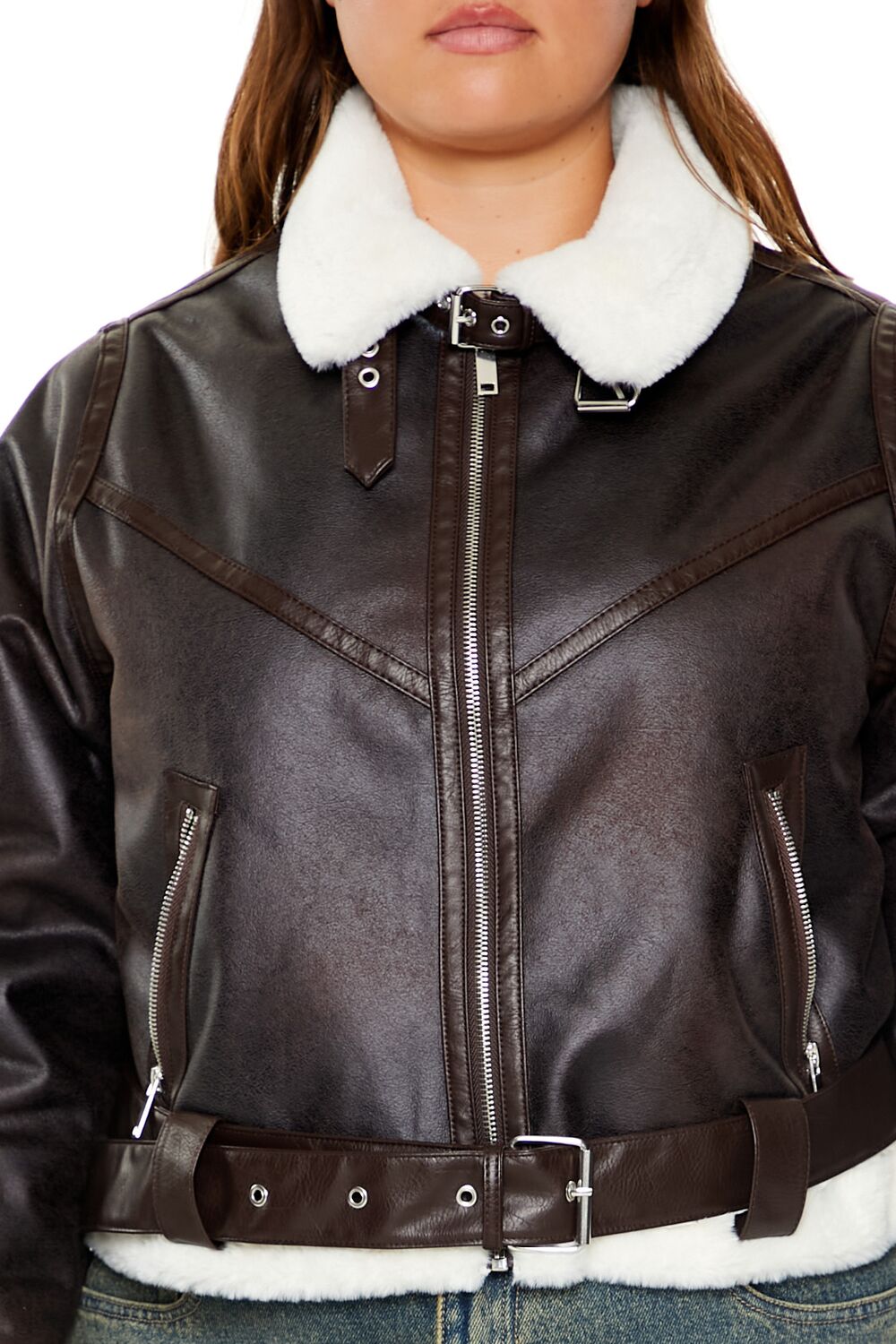 Plus Size Faux Leather Moto Jacket