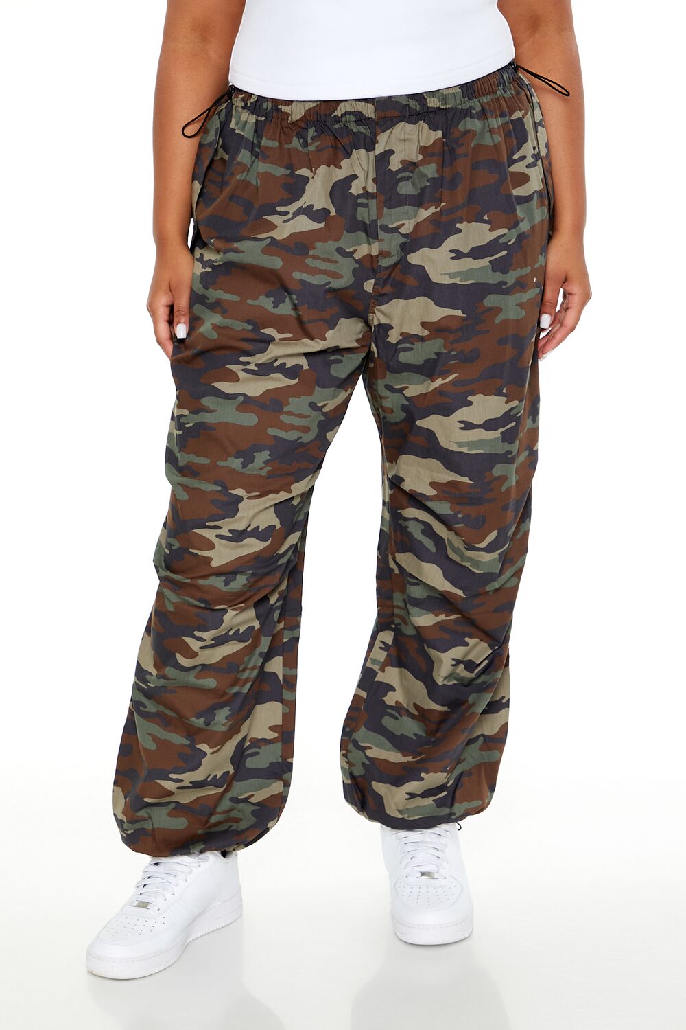 Plus Size Drawstring Camo Pants