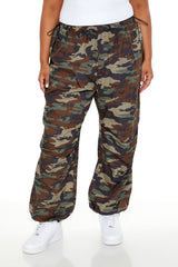 Plus Size Drawstring Camo Pants