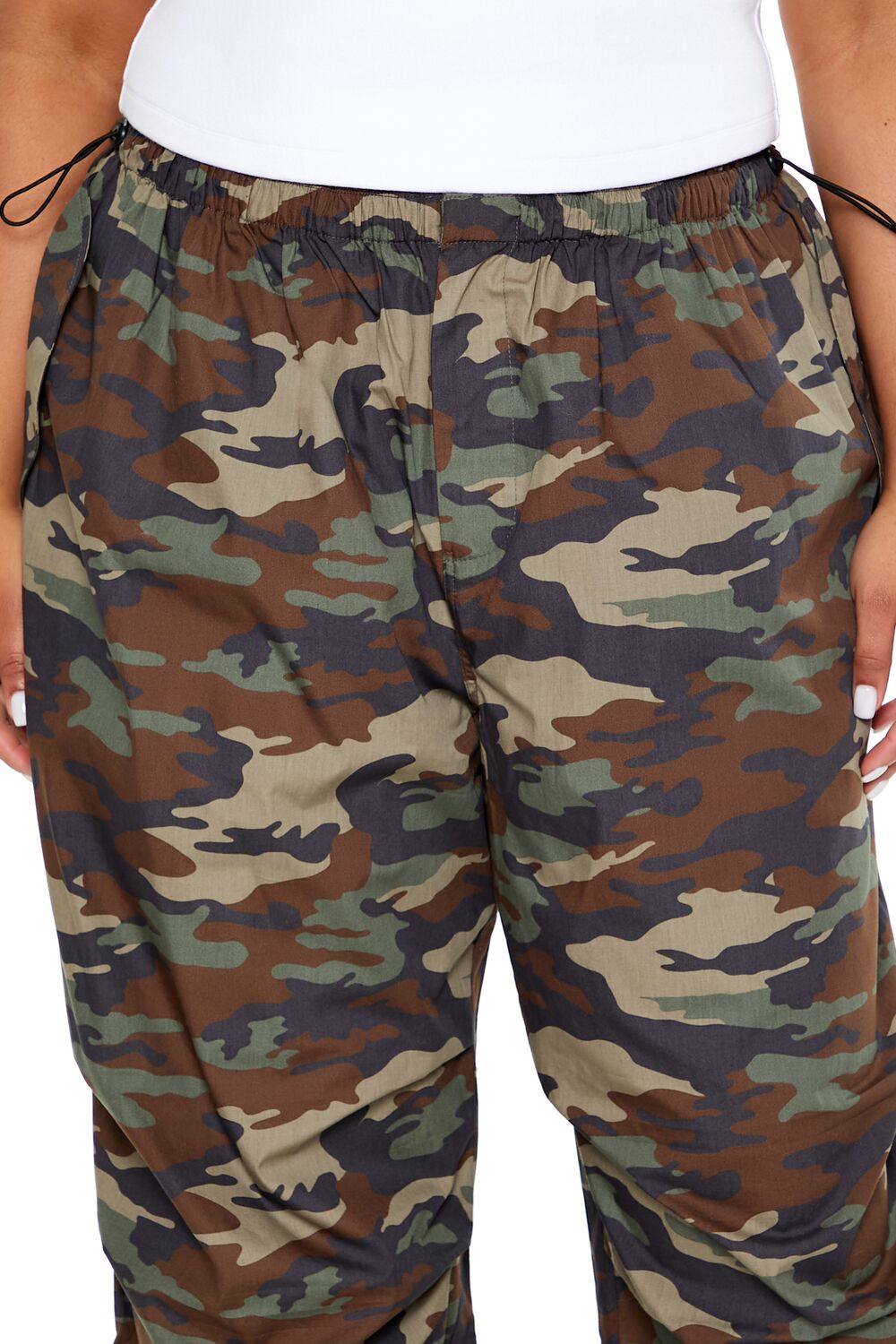 Plus Size Drawstring Camo Pants