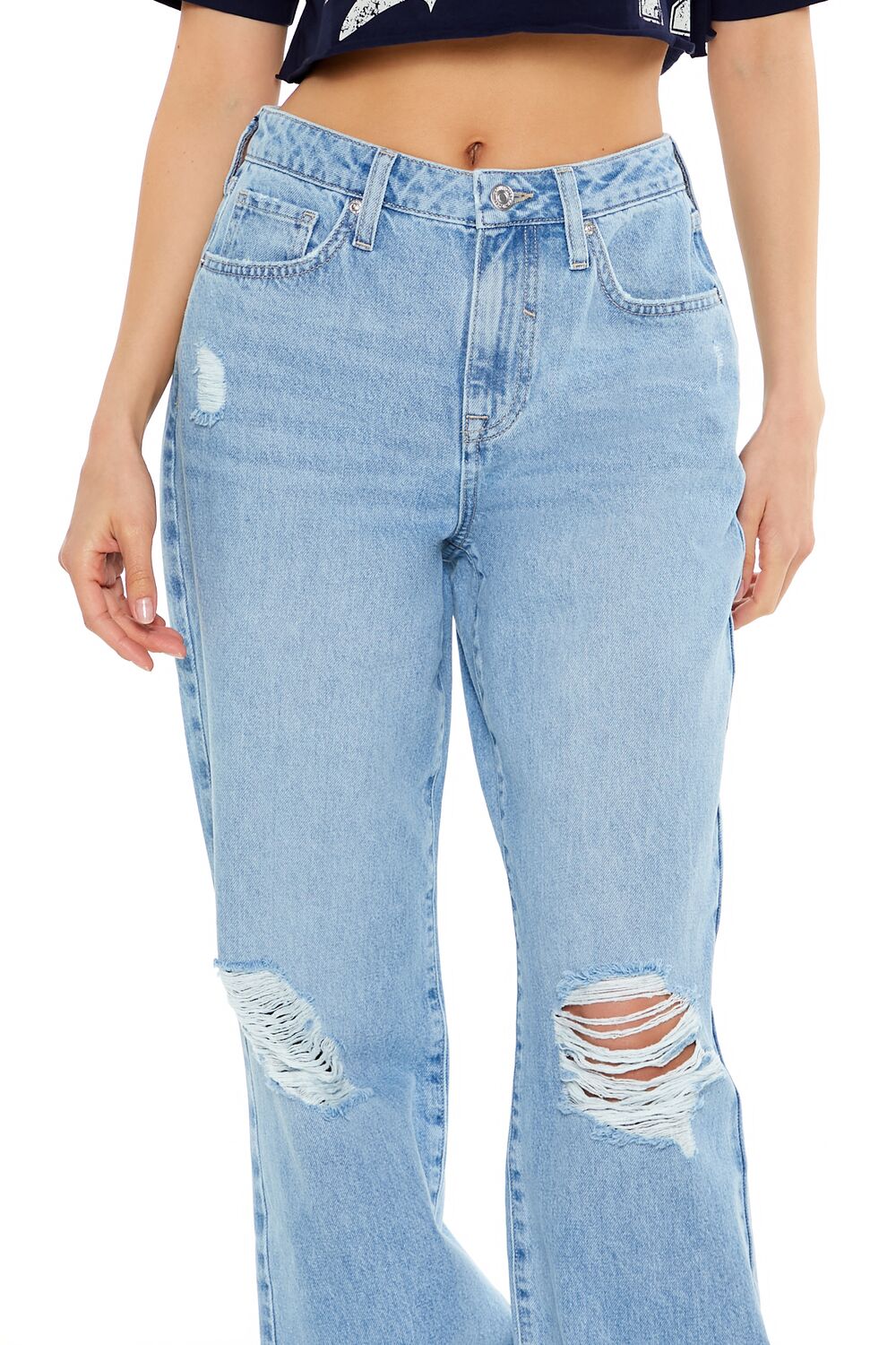 Distressed High-Rise Straight Jeans