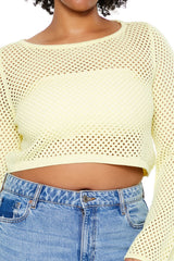 Plus Size Netted Cropped Sweater