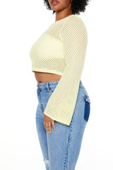 Plus Size Netted Cropped Sweater