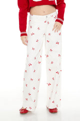 Bow Embroidered Baggy Pants