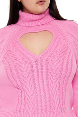 Plus Size Heart Cutout Sweater